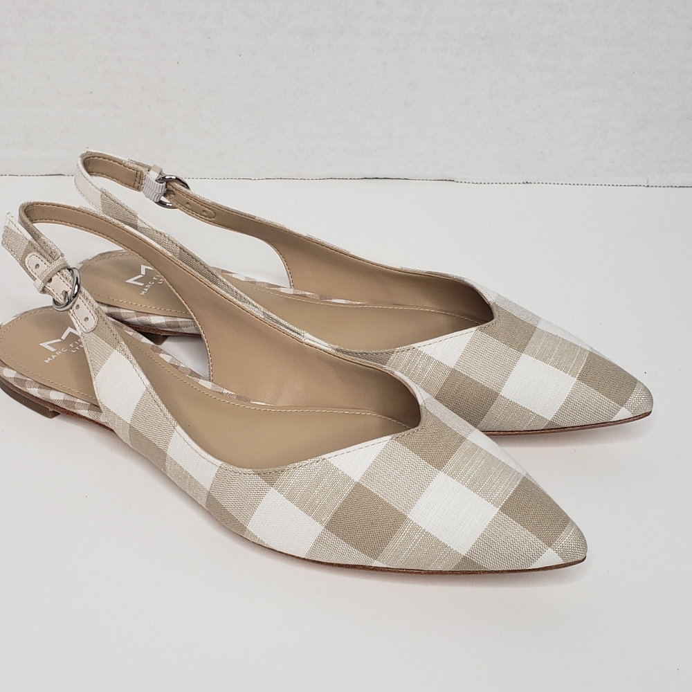 MARC FISHER SAMERA CHECKERED SLINGBACK FLAT SHOE